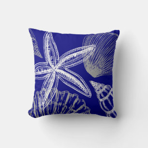 Almofada Seashell Beach House Costeiro Blue Starfish