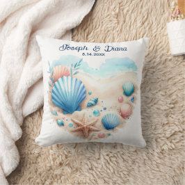 Almofada Seashell Beach Valentine Anniversary Names
