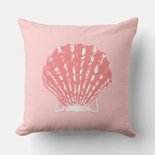 Almofada Seashell - coral rosa e branco (Frente)