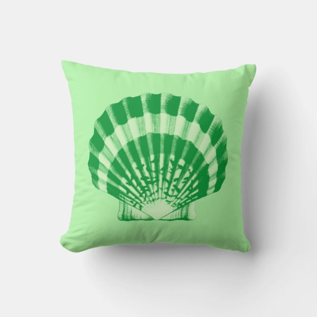Almofada Seashell - esmeralda e verde-menta (Frente)