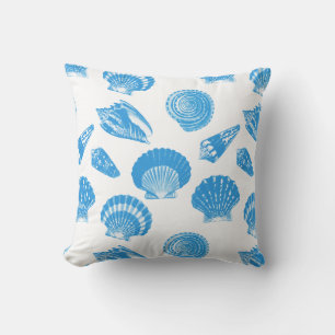 Almofada Seashells - azul Cerulean e branco