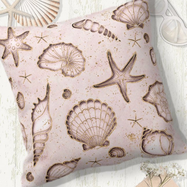 Almofada Seashells Starfish Watercolor Blush ID782 (Criador carregado)