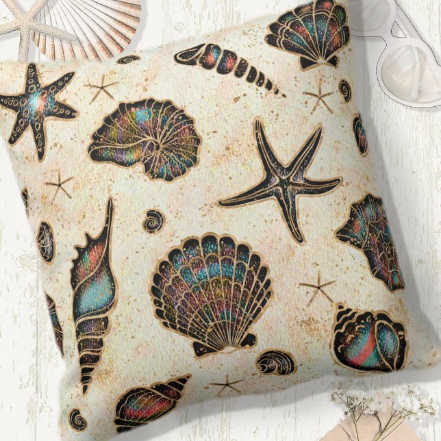 Almofada Seashells Starfish Watercolor Rainbow ID782 (Criador carregado)