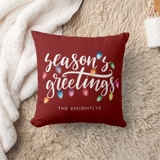 Almofada Seasons saudações Luzes de Natal Nome Vermelho (Cobertor)