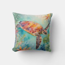 Seaturtle Watercolor Sealife Costeira Tropical