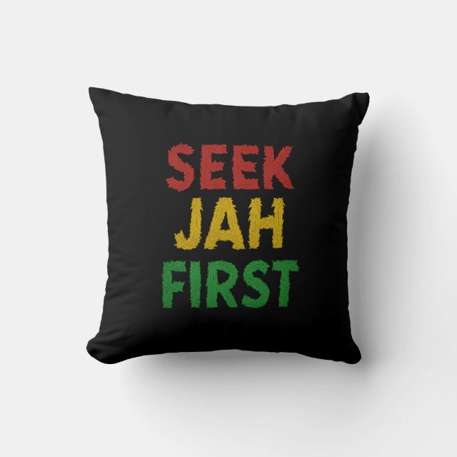 Almofada Seek Jah First Rastafarian Reggae Rasta Colors (Frente)