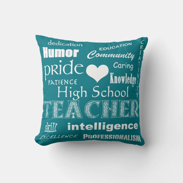 Almofada Segundo grau Teacher Pride-White Heart+Personalizá (Frente)
