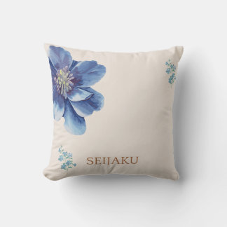 Almofada Seijaku Blue Floral Aesthetic Throw Pillow | Calmo