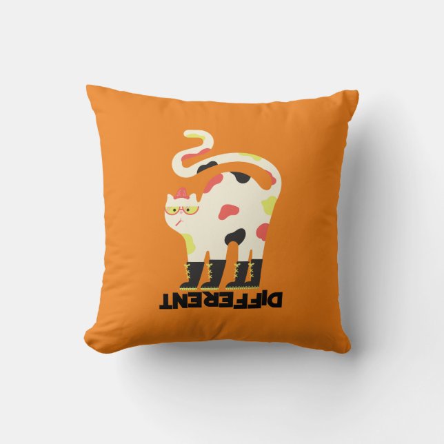 Almofada Seja diferente, design de gato engraçado (Frente)