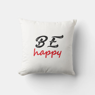Almofada Seja Feliz – Design Simples de Citação Positiva