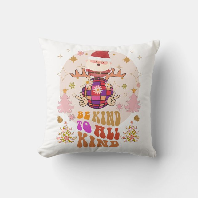 Almofada Seja gentil com os Papais noeis de Natal retrô (Frente)