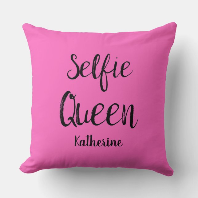 Almofada Selfie Queen Name Personalized Fuchsia Hot Pink (Frente)