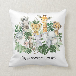 Almofada Selva Tropical Safari Animais Selvagens Greenery B