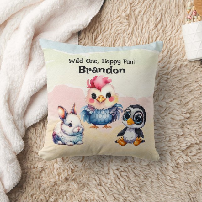 Almofada Selvagem De Animais De Floresta Brincadeiras (Cobertor)