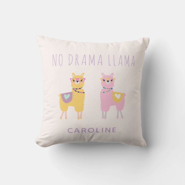 Almofada Sem Drama Llama Cute Pink Purple Personalizado (Frente)