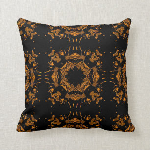 Almofada Sem emenda floral de cobre preto e amarelo do