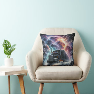 Almofada Semi Truck em uma tempestade de relâmpagos vibrant