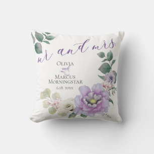 Almofada Senhor e Senhora Aquarela Lavanda Peônia Floral