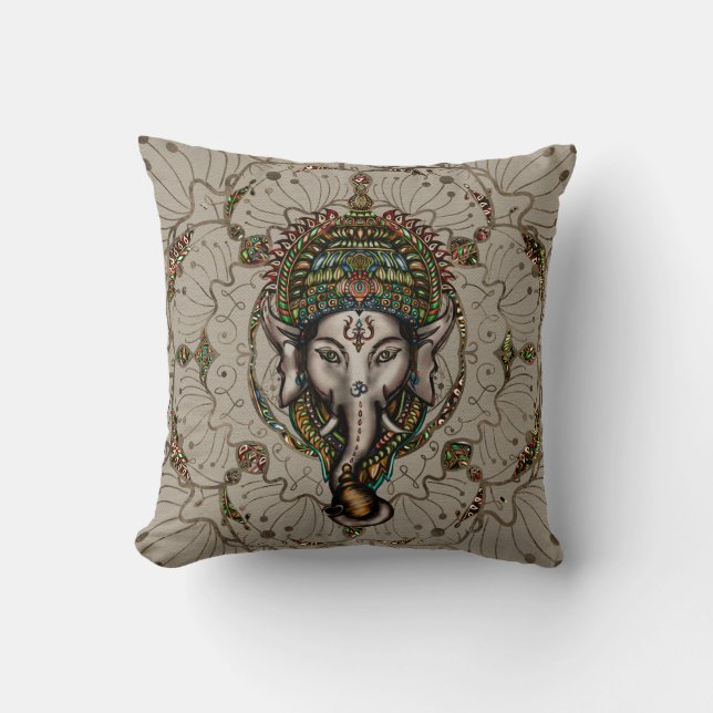 Almofada Senhor Ganesha - cor em canvas (Frente)