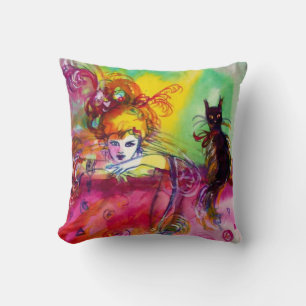 Almofada SENHORA COM Bola de Mascarada Veneza CAT PRETO