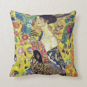 Almofada Senhora com simbolismo do retrato do fã por Klimt