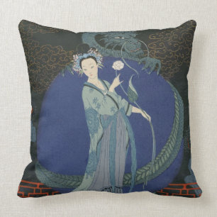 Almofada Senhora com um dragão (litho da cor)