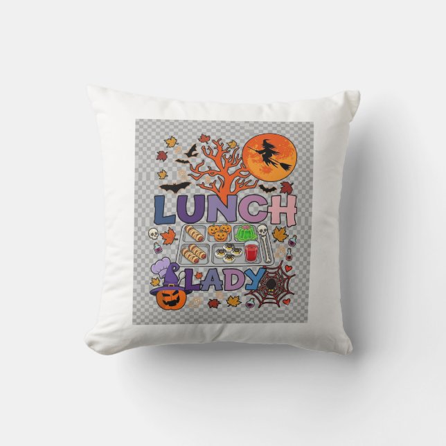 Almofada Senhora do Almoço Halloween Bruxa Lua Abóbora_1 (Frente)