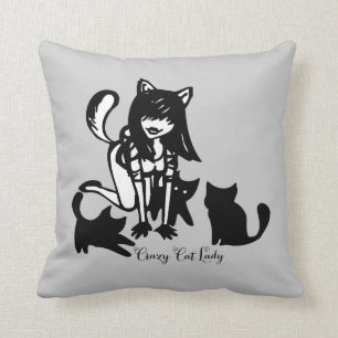 Almofada Senhora louca travesseiro decorativo do gato