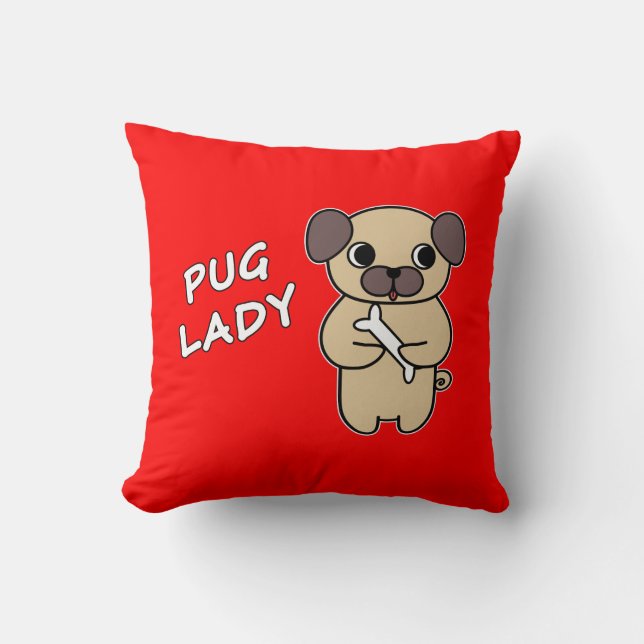 Almofada SENHORA PUG - Vermelho (Frente)