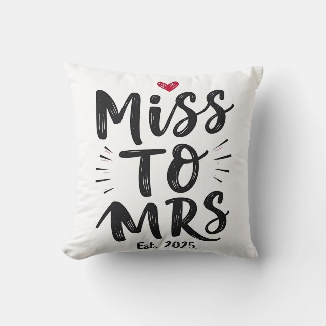 Almofada Senhorita à Sra. Est. casamento 2025 (Frente)