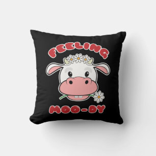 Almofada Sentindo-se Moo-di Citação de Vaca de Desenho An