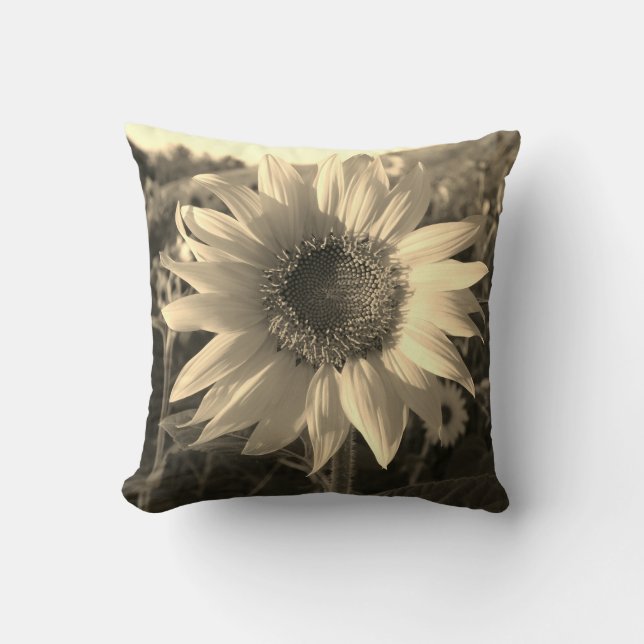 Almofada Sepia Summer Sunflower Travesseiro (Frente)