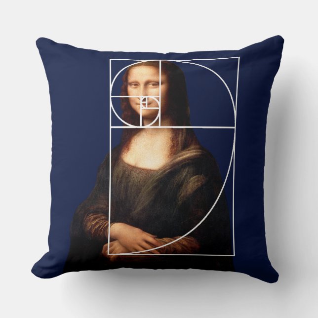 Almofada Sequência Fibonacci Leonardo da Vinci Mona Lisa (Frente)