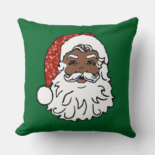 Almofada sequências de preto santa claus