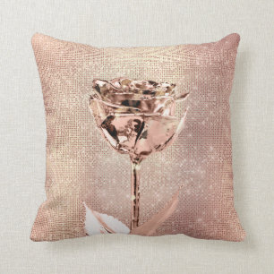 Almofada Sequin de cobre Dourado da flor do rosa do rosa