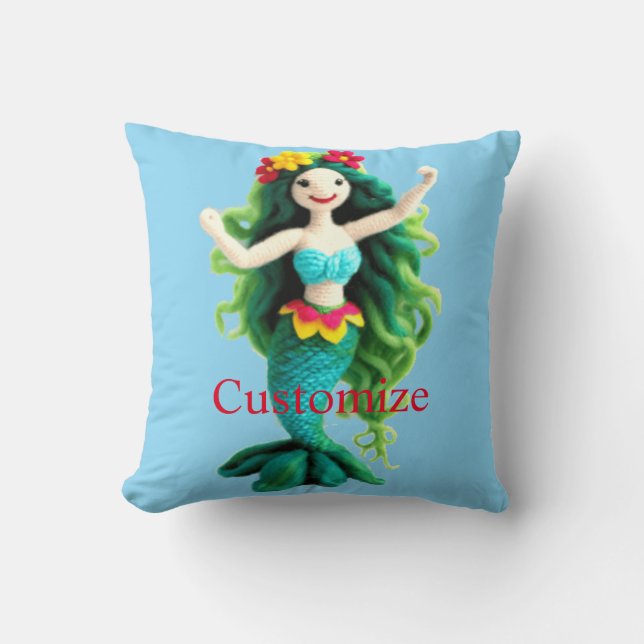 Almofada Sereia de Cabelo Verde Thunder_Cove (Frente)