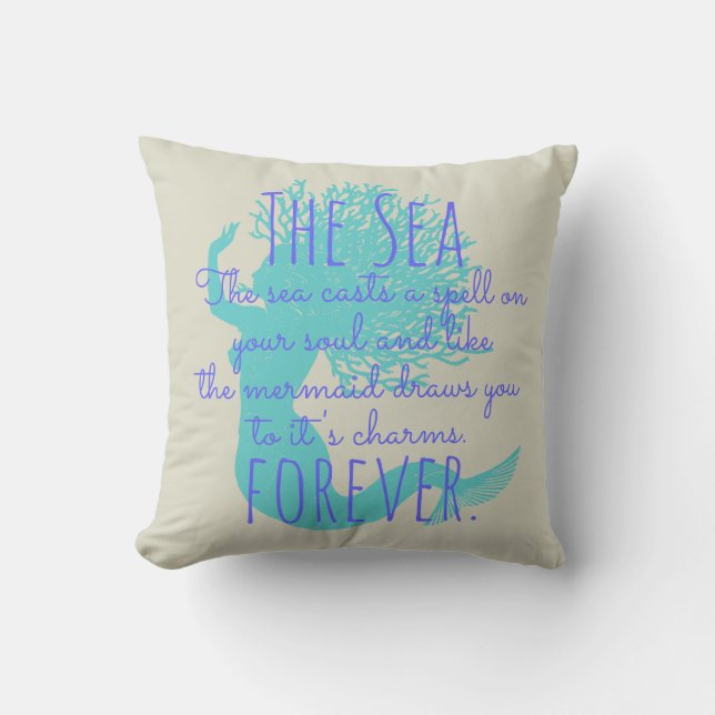 Almofada Sereia e Algodão Marítimo Costeiro Náutico (Frente)