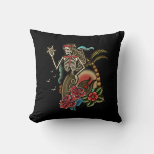 Almofada Sereia Esqueleto Tradicional Tatuagem Velha Colmei