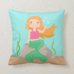 Almofada Sereia fofa debaixo do mar, para meninas