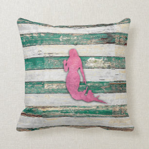 Almofada Sereia rústica (rosa & verde)