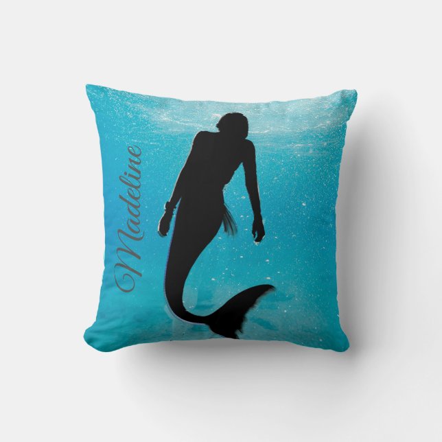 Almofada Sereia Silhouette Blue Ocean Modern (Frente)