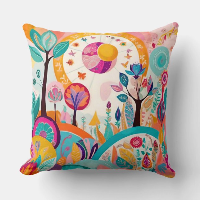 Almofada "Serenada Surreal: Cushion Boêmia Abstrato" (Frente)