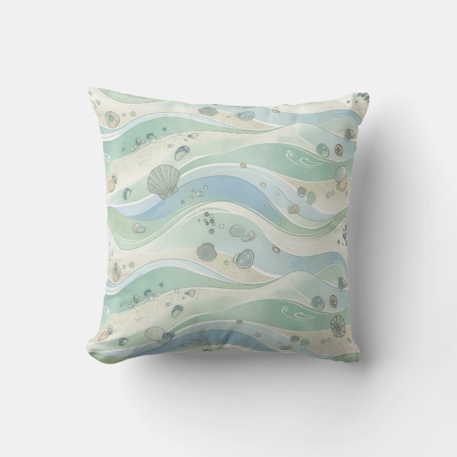 Almofada Serene Coastal Blend Seamless Pattern (Frente)