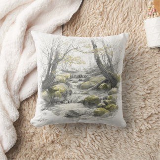 Almofada Serene Forest Stream Art