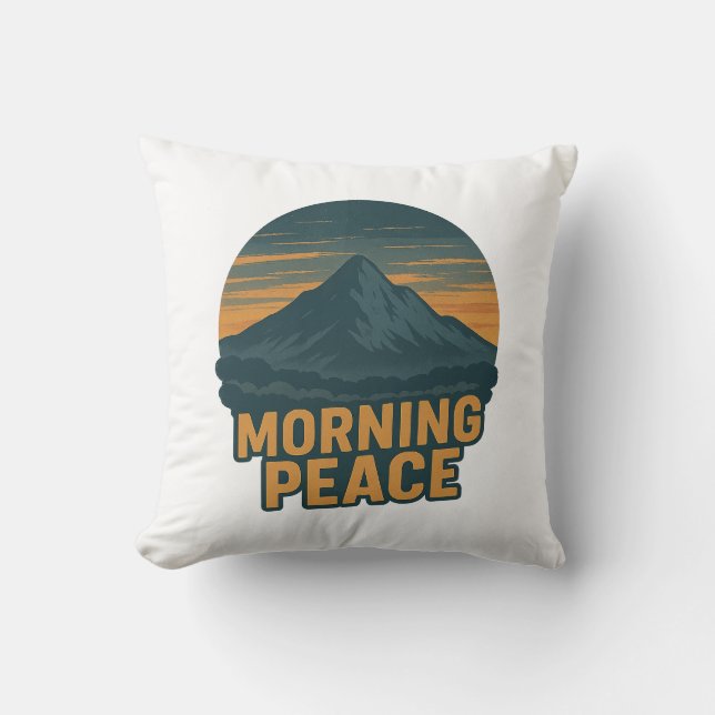 Almofada Serene Mountain Sunrise Retro Emblem (Frente)