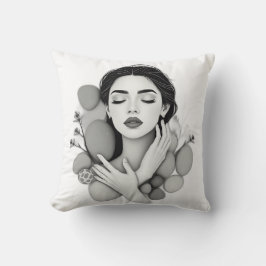 Almofada Serene Mulher com Pedras e Plantas
