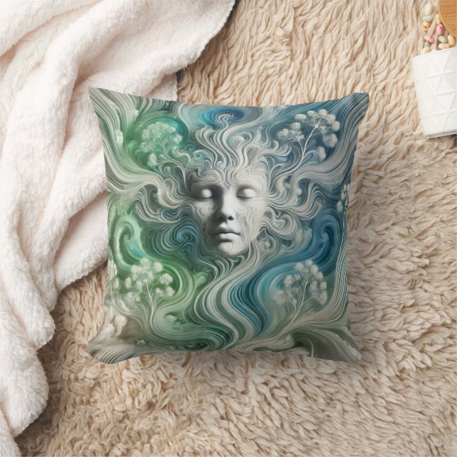 Almofada Serene Nature Flow - Design Abstrato Semelhante A  (Cobertor)