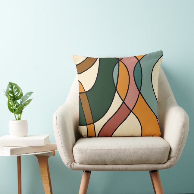 Almofada Serene Savanna Gentle Abstract Mid-Century (Cadeira)