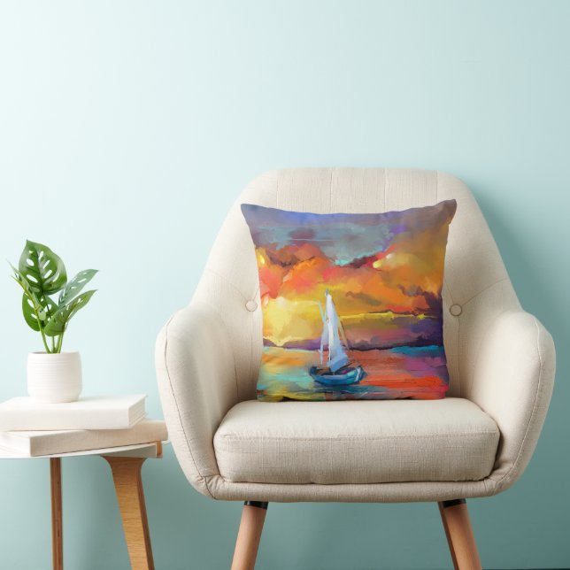 Almofada Serene Sunset Sailboat Art (Cadeira)