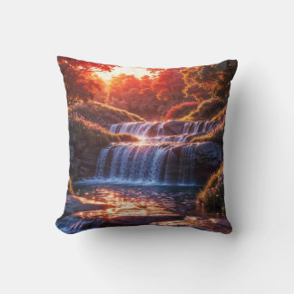Almofada Serene Waterfall no Sunset Vertical Poster